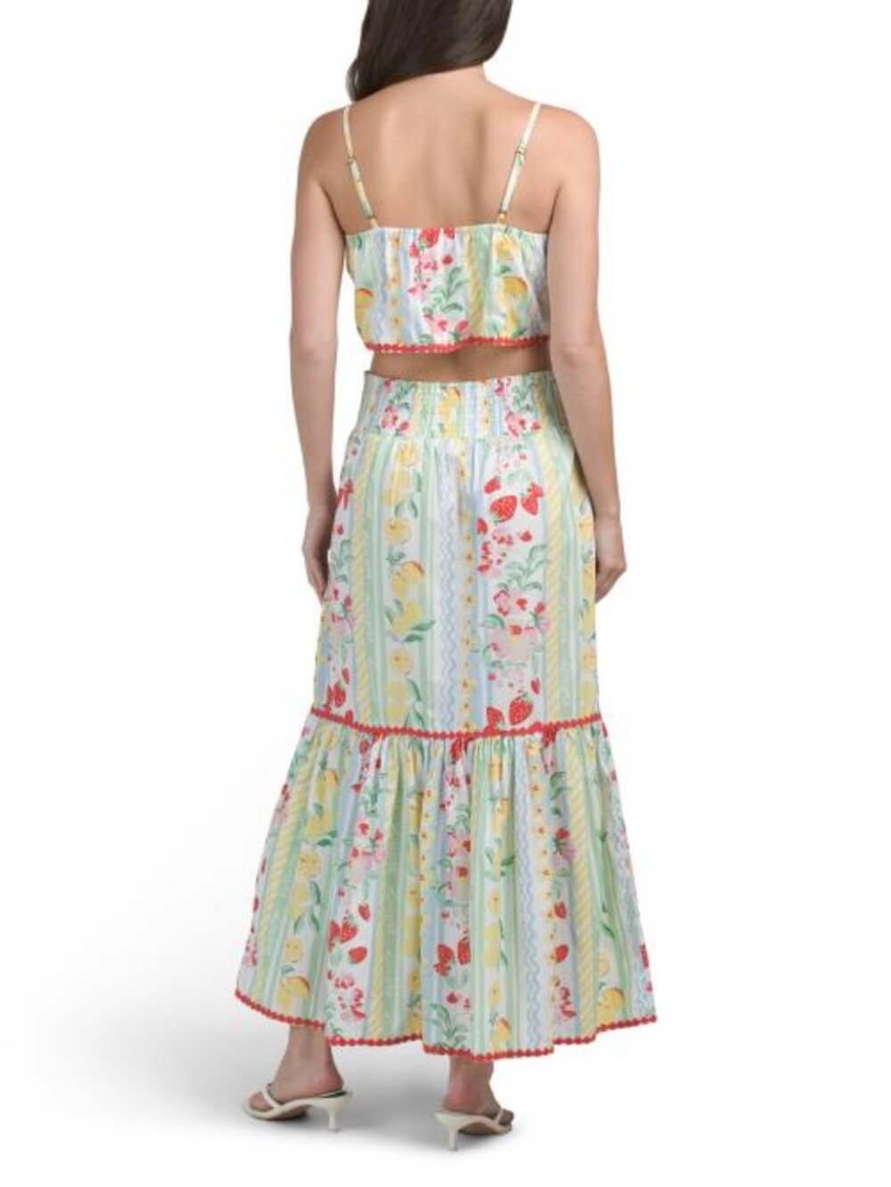 JAPNA 2pc Lemon Print Striped Maxi Skirt Set - Picture 2 of 5